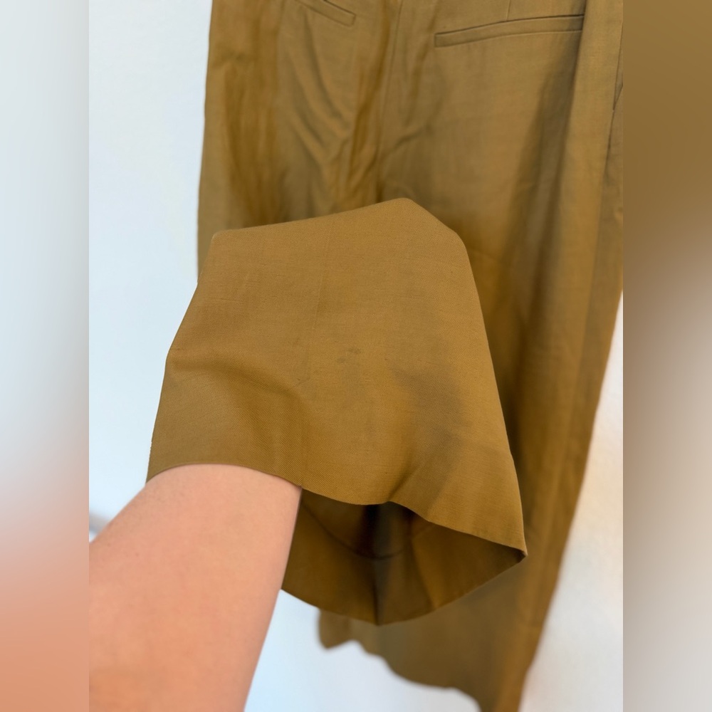 Partow Trousers Jimson Linen Blend Wide Leg Pleated Brown Size 4 - Picture 10 of 10